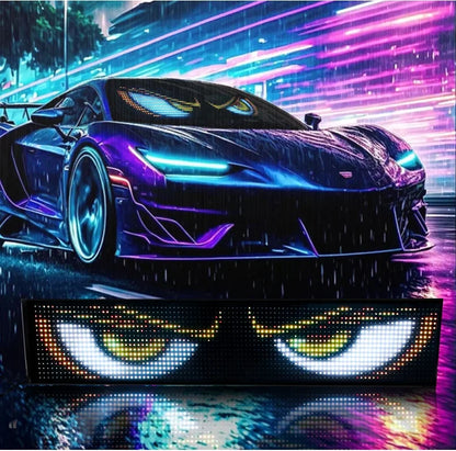 Carolyn 2pcs Synchronize Multiple Devil Eyes Bluetooth APP Control Light LED Display Scrolling Sign Light for Car Truck Windshie