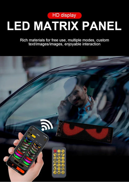 Carolyn 2pcs Synchronize Multiple Devil Eyes Bluetooth APP Control Light LED Display Scrolling Sign Light for Car Truck Windshie