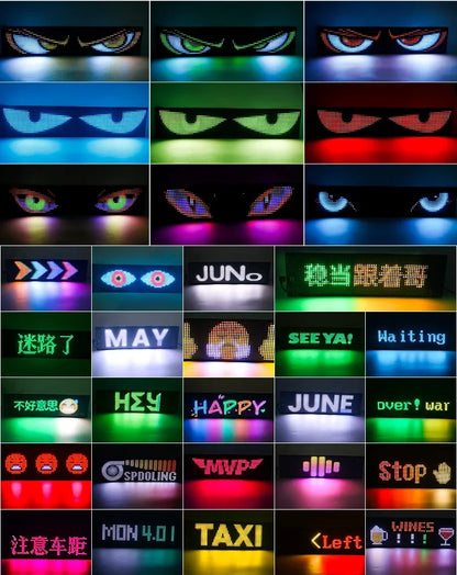 Carolyn 2pcs Synchronize Multiple Devil Eyes Bluetooth APP Control Light LED Display Scrolling Sign Light for Car Truck Windshie