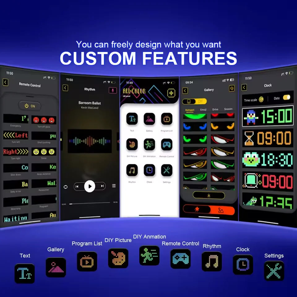 Carolyn 2pcs Synchronize Multiple Devil Eyes Bluetooth APP Control Light LED Display Scrolling Sign Light for Car Truck Windshie